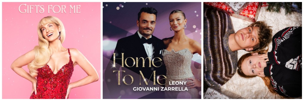 Das Cover von Meghan Trainors Single 'Gifts For Me', zeigt die K&uuml;nstlerin in einem glitzernden roten Kleid mit festlichem Hintergrund.